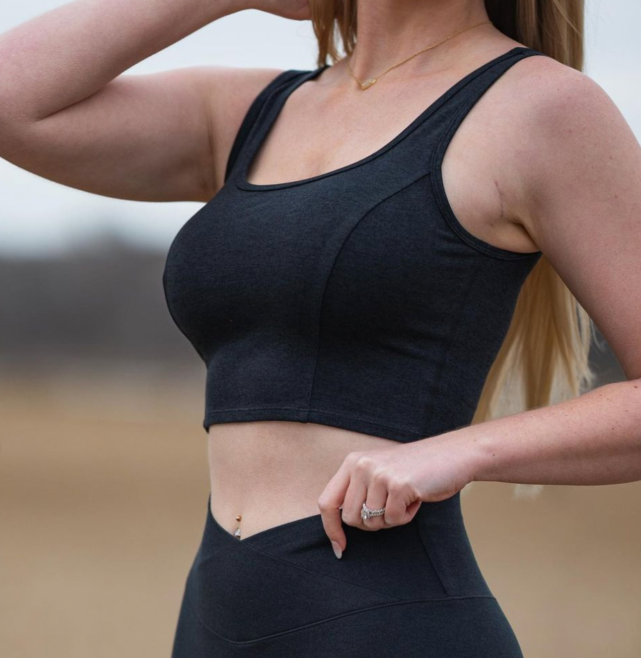 Womens Corset Crop Top. Running Bare Yoga Top