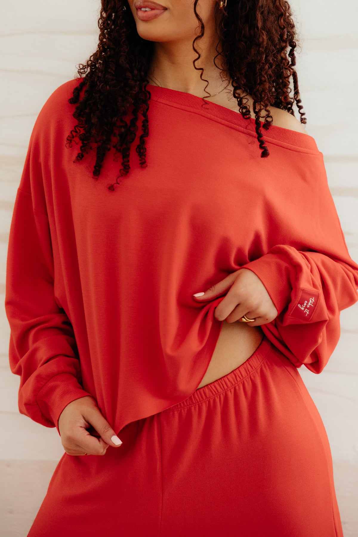 トップス zechito Power Shoulder Sweat Weekend Fleece Off Shoulder Pullover – Ptula